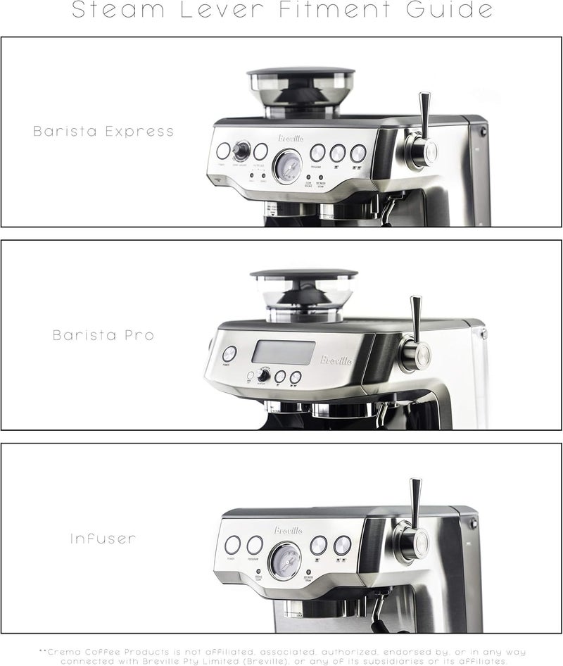 Crema Coffee Products Replacement Steam Lever for Breville Espresso Machines | Ergonomic Stainless Steel Design | Compatible with Barista Express, Infuser, Barista Pro | Easy Grip | Silver Finish - Image 3